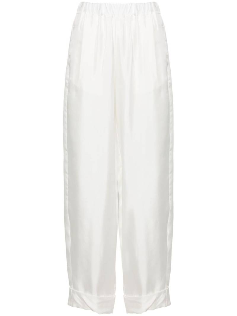 Blanca Vita high-waist silk palazzo trousers - White von Blanca Vita