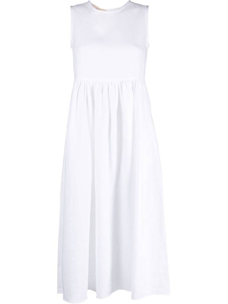 Blanca Vita pleated sleeveless linen midi dress - White von Blanca Vita