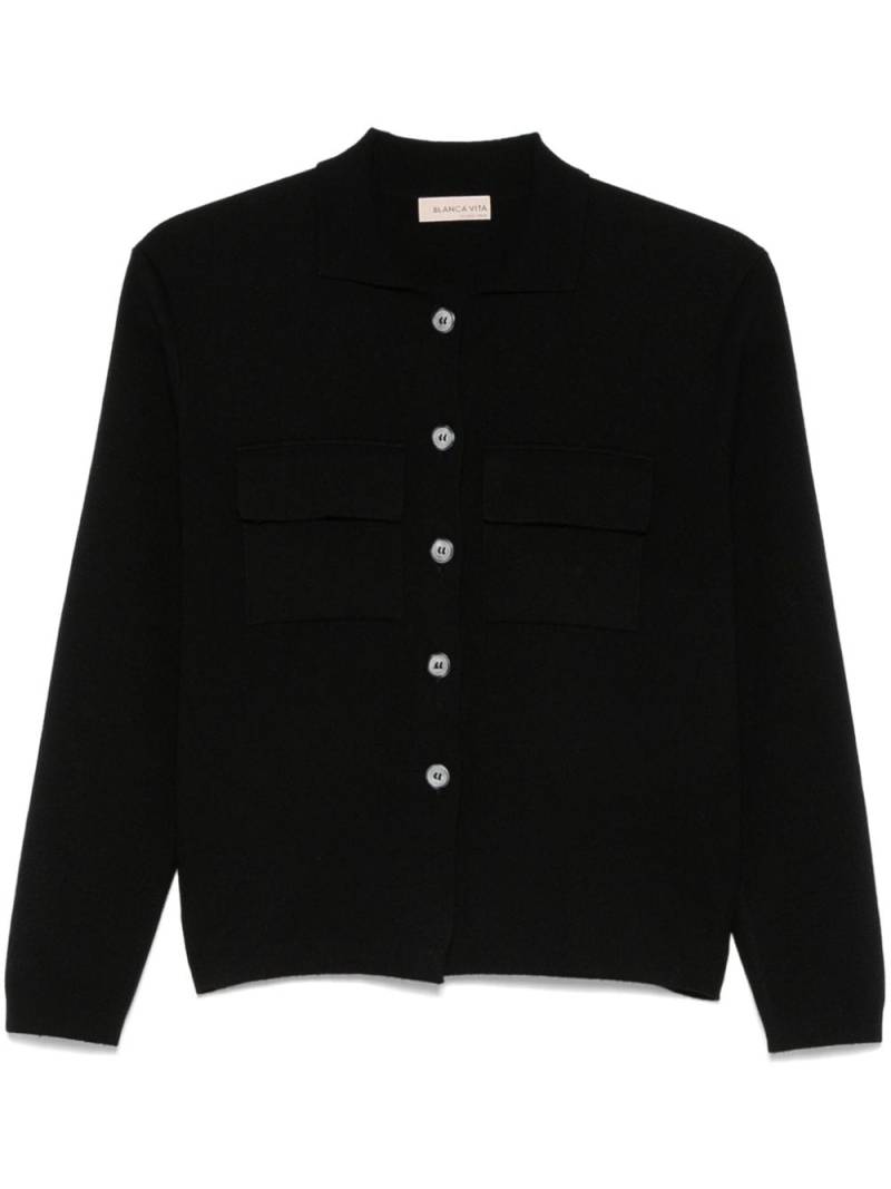 Blanca Vita ribbed-knit cardigan - Black von Blanca Vita