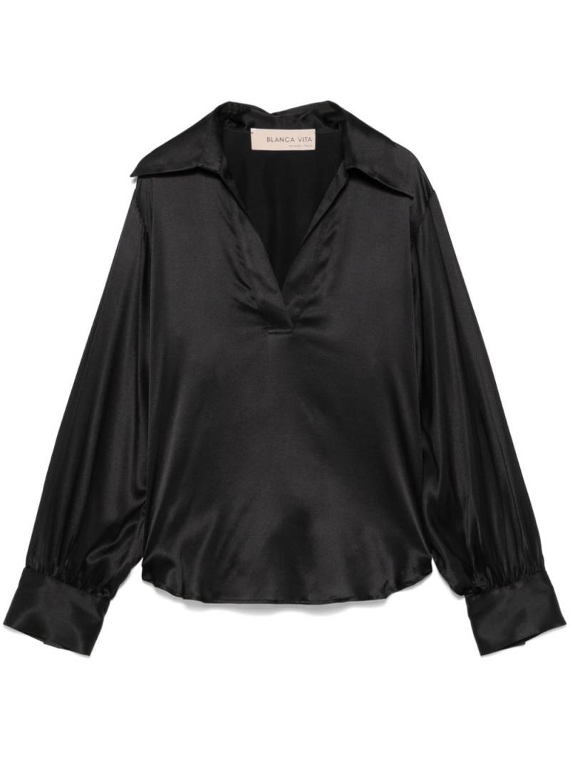 Blanca Vita satin blouse - Black von Blanca Vita