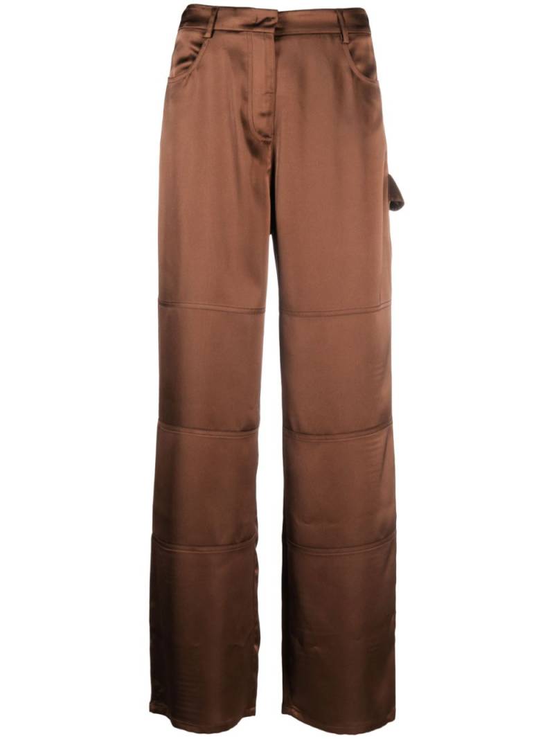 Blanca Vita straight-leg satin trousers - Brown von Blanca Vita