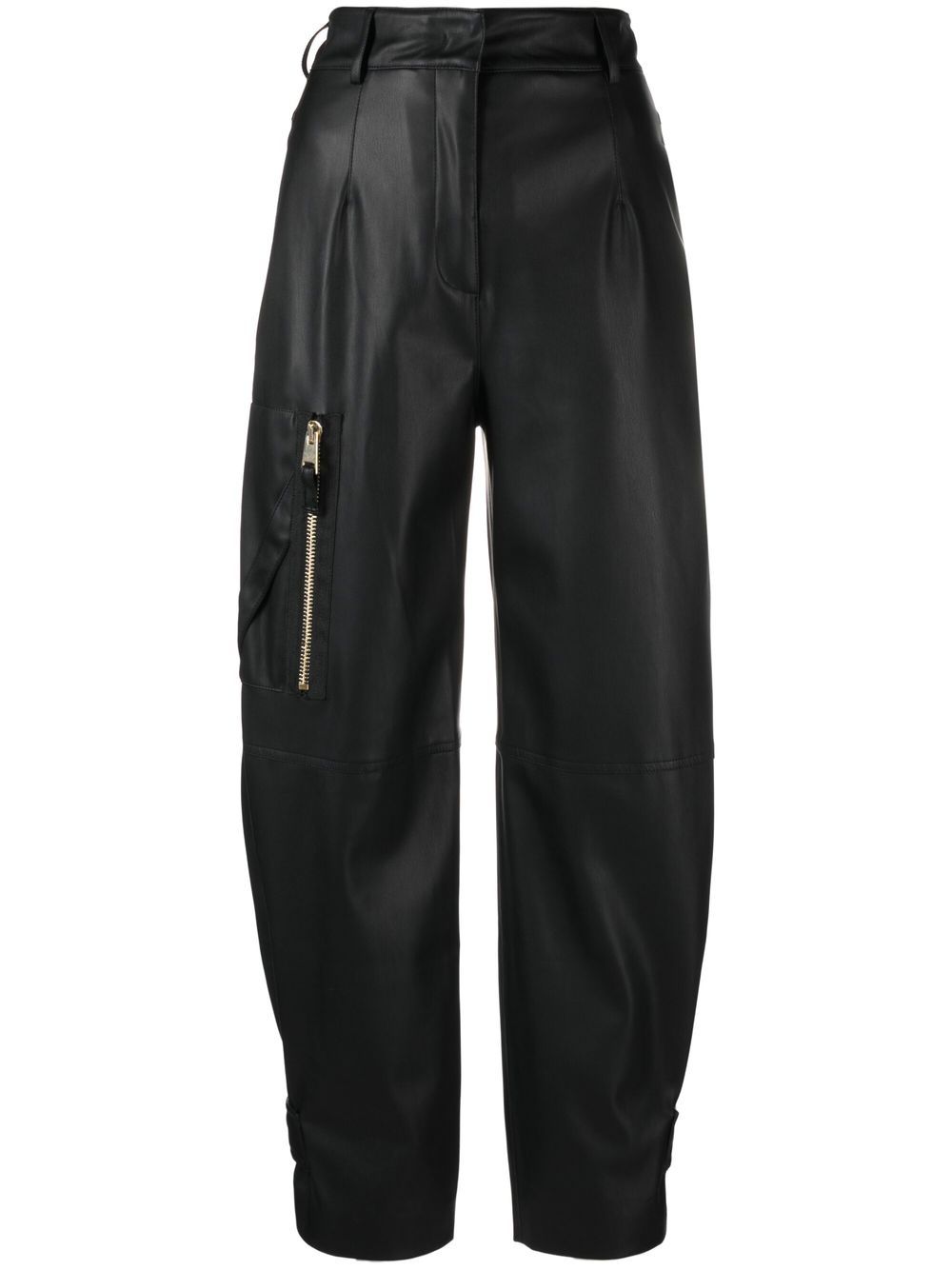 Blanca Vita tapered-leg faux-leather cargo trousers - Black von Blanca Vita