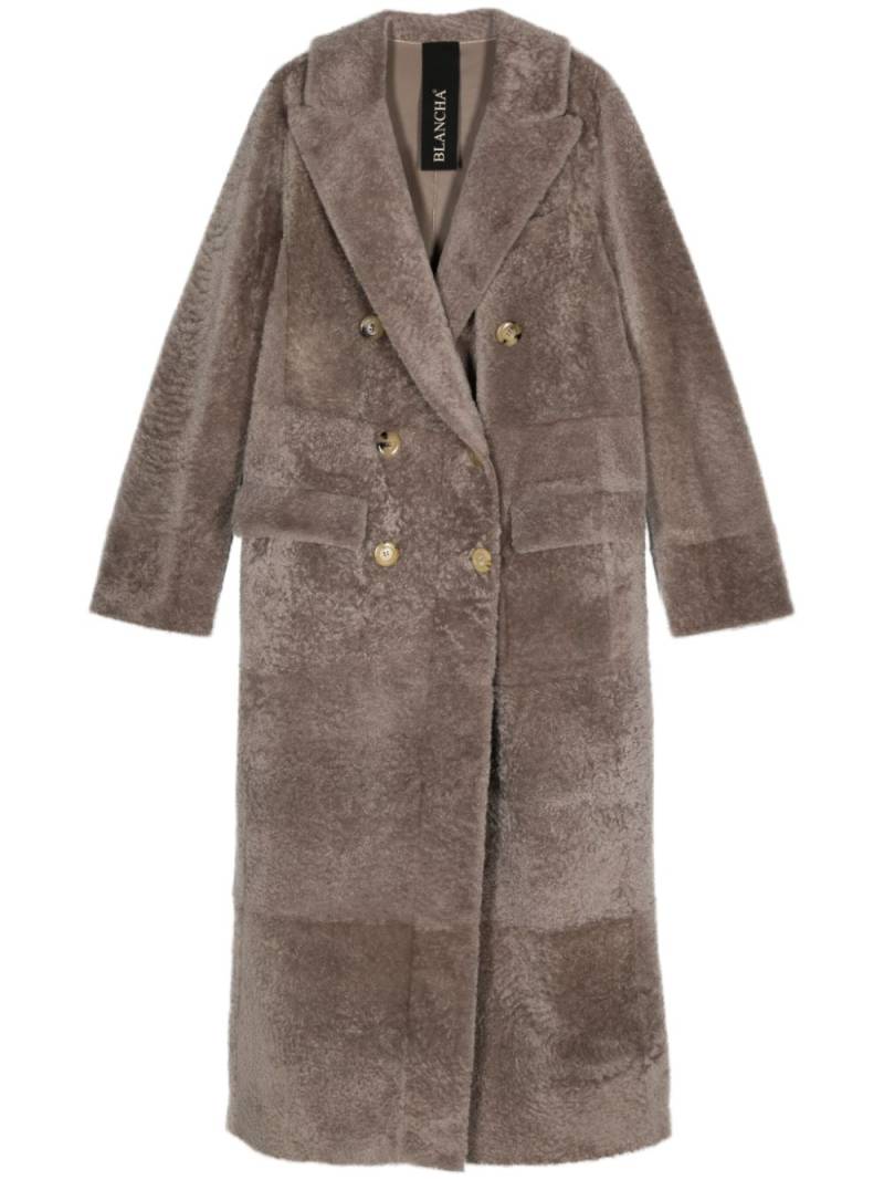 Blancha double-breasted shearling coat - Neutrals von Blancha