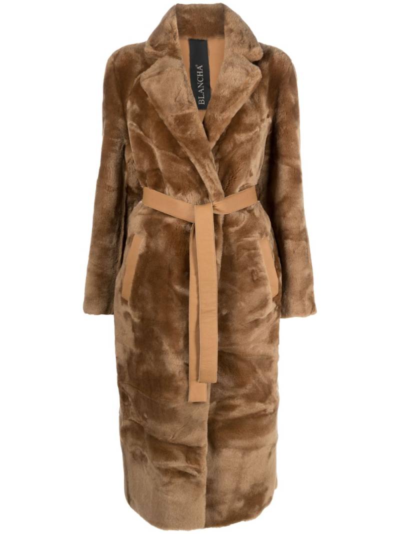 Blancha reversible belted shearling coat - Brown von Blancha