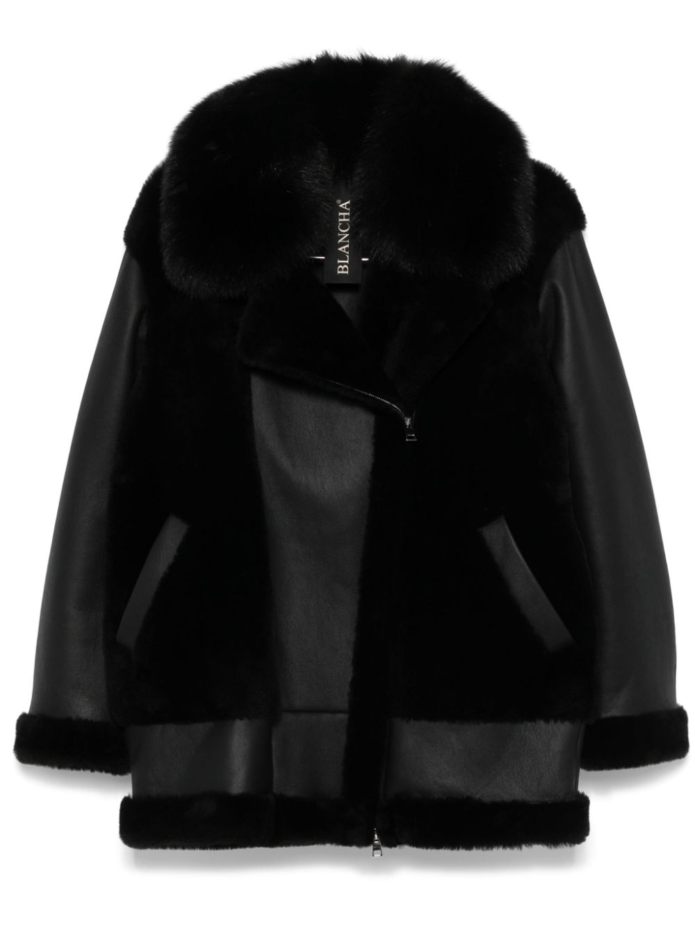 Blancha shearling-trim leather jacket - Black von Blancha