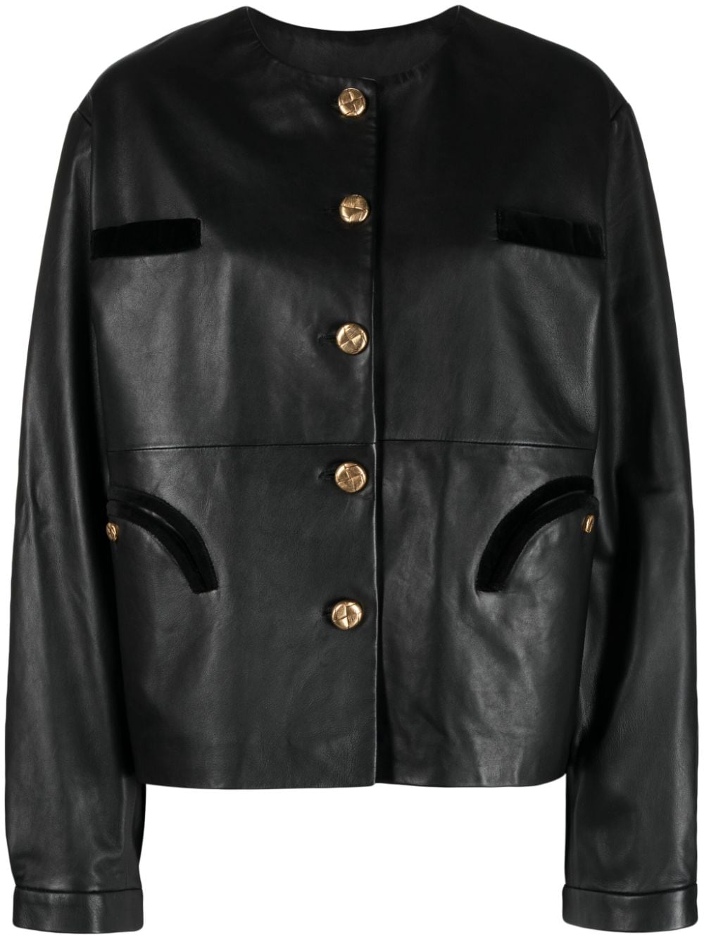 Blazé Milano single-breasted leather jacket - Black von Blazé Milano