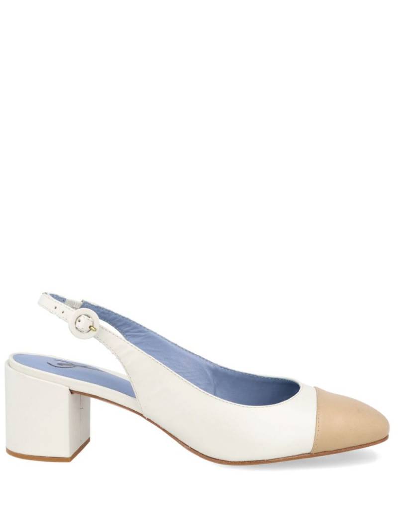 Blue Bird Shoes 60mm leather slingback pumps - White von Blue Bird Shoes