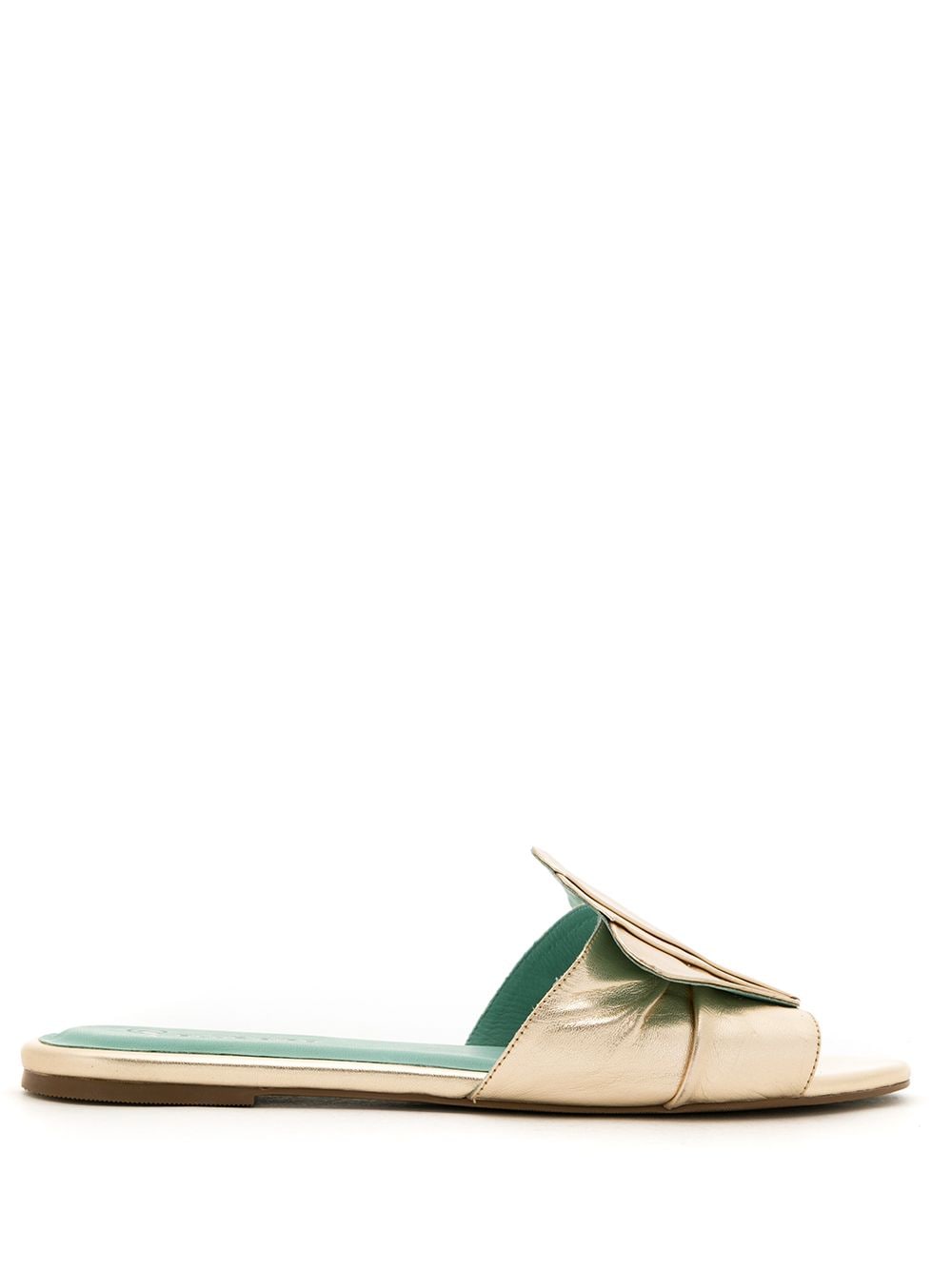 Blue Bird Shoes Concha leather flat slides - Gold von Blue Bird Shoes