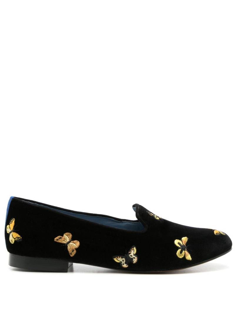 Blue Bird Shoes butterfly-embroidered velvet loafers - Black von Blue Bird Shoes