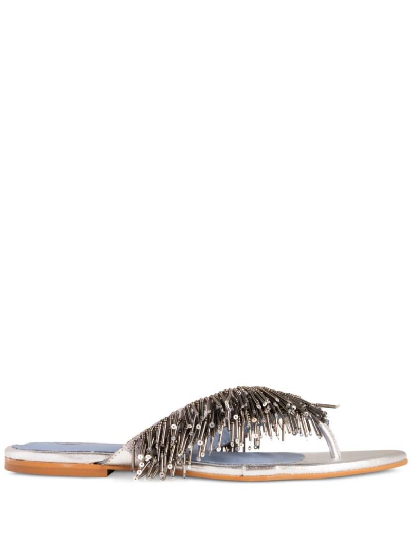 Blue Bird Shoes frayed leather slides - Silver von Blue Bird Shoes