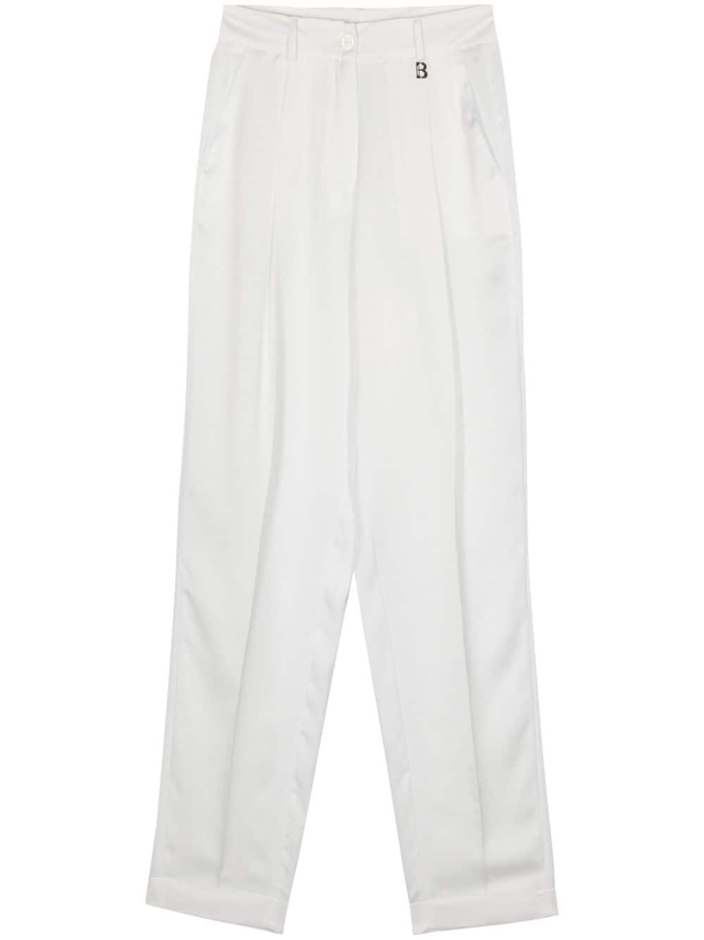 Blugirl logo-charm satin trousers - White von Blugirl