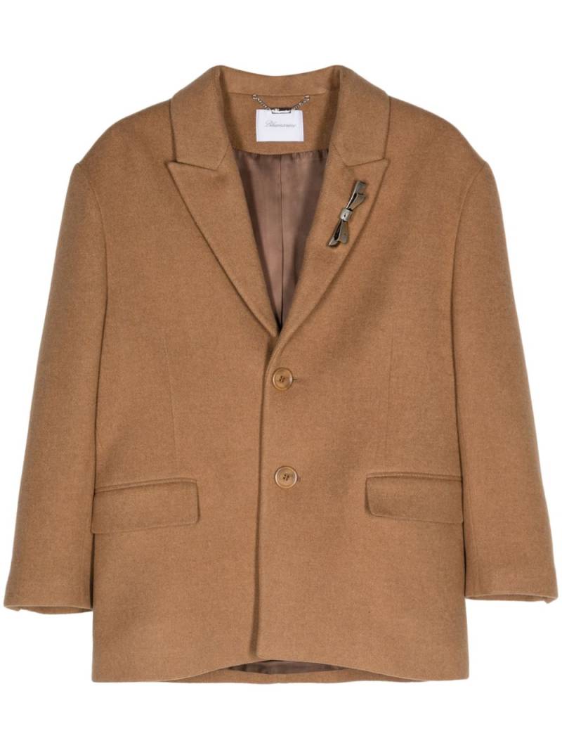 Blumarine Bijoux-pin felted coat - Brown von Blumarine