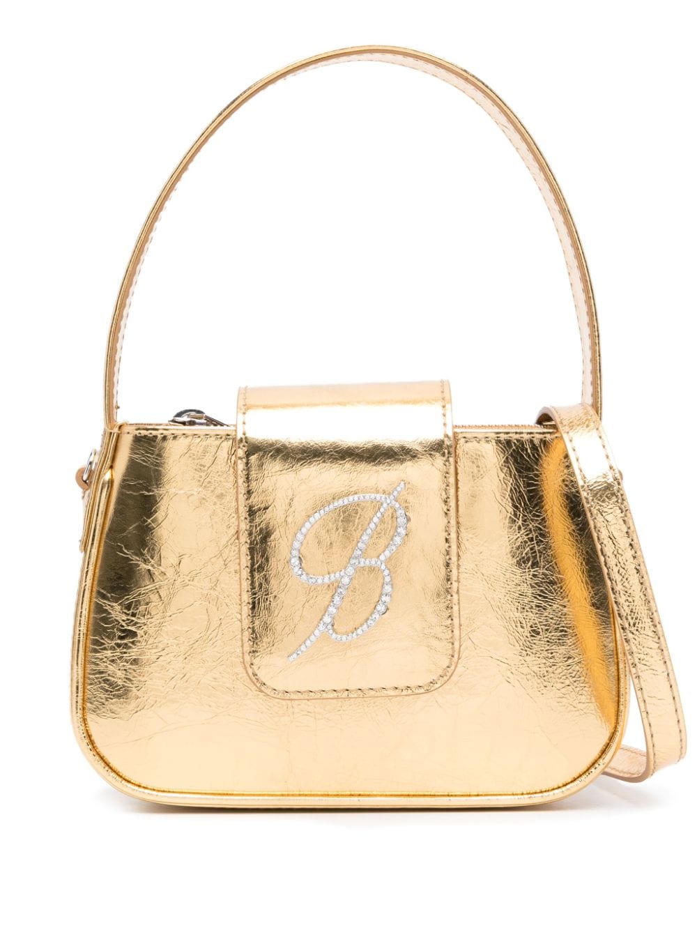 Blumarine Rhinestone Logo leather tote bag - Gold von Blumarine