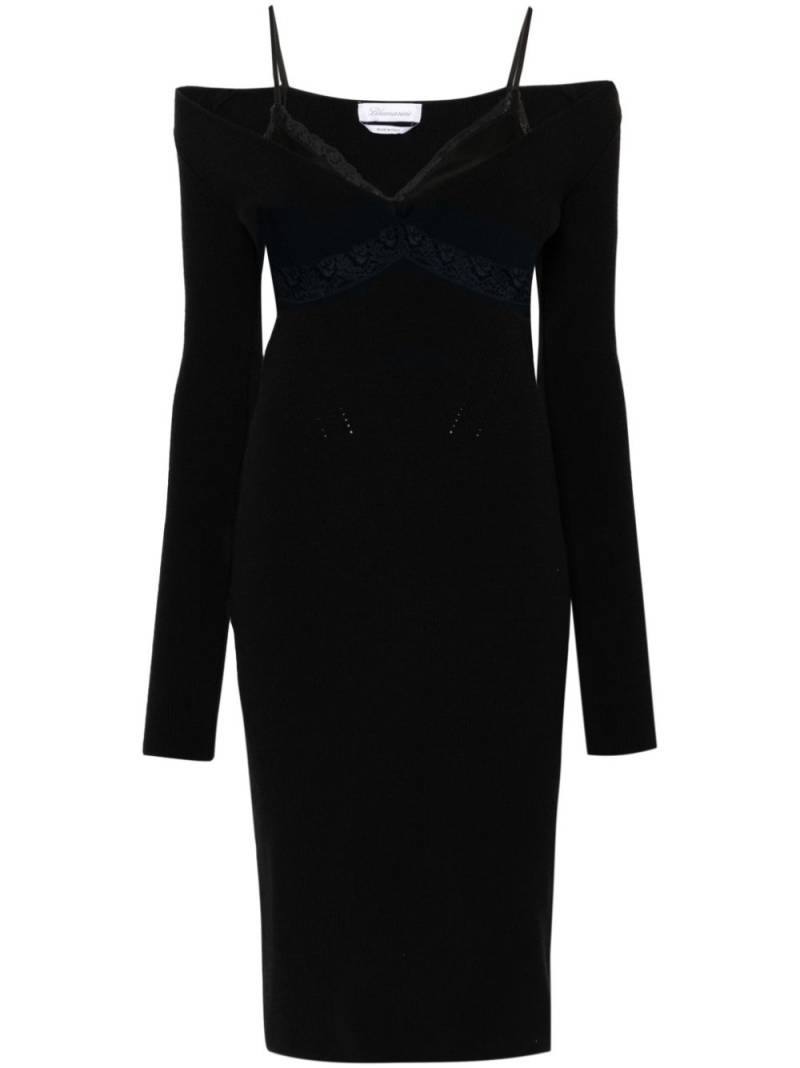 Blumarine V-neck knitted midi dress - Black von Blumarine