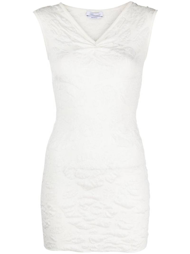 Blumarine V-neck textured minidress - White von Blumarine