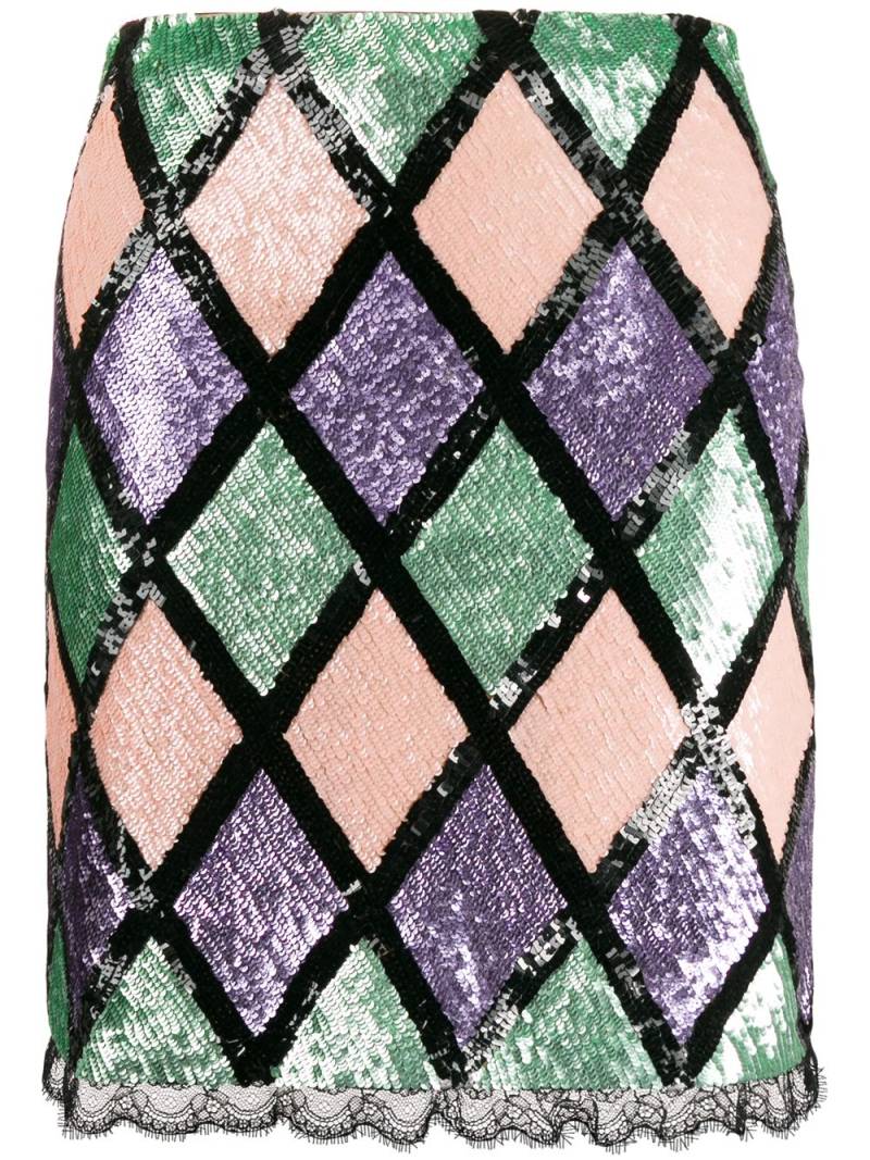 Blumarine argyle pattern sequin skirt - Black von Blumarine