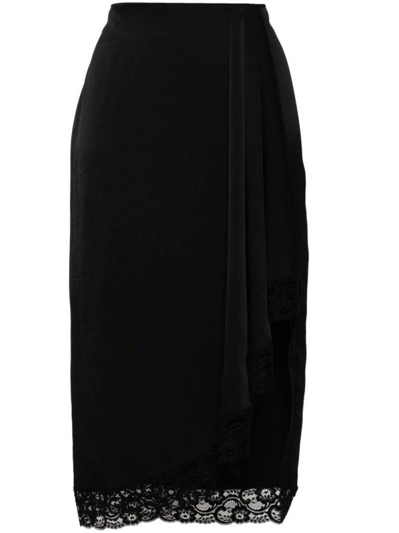 Blumarine asymmetric lace-detail skirt - Black von Blumarine