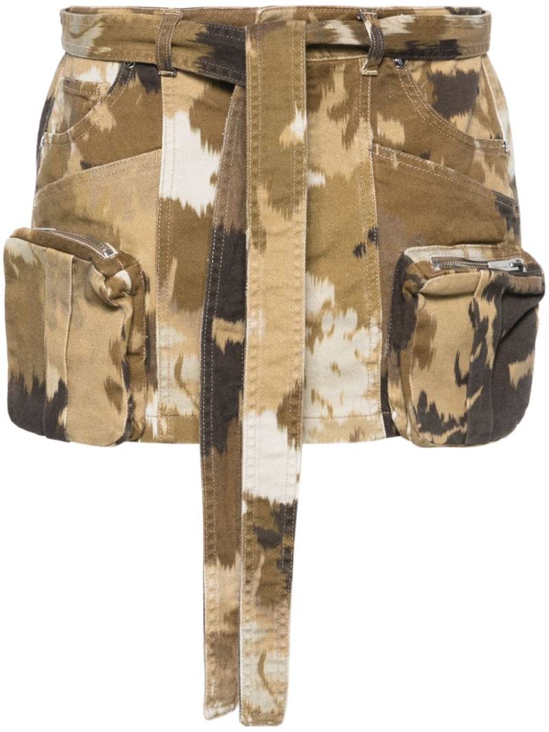 Blumarine camouflage-print mini skirt - Brown von Blumarine