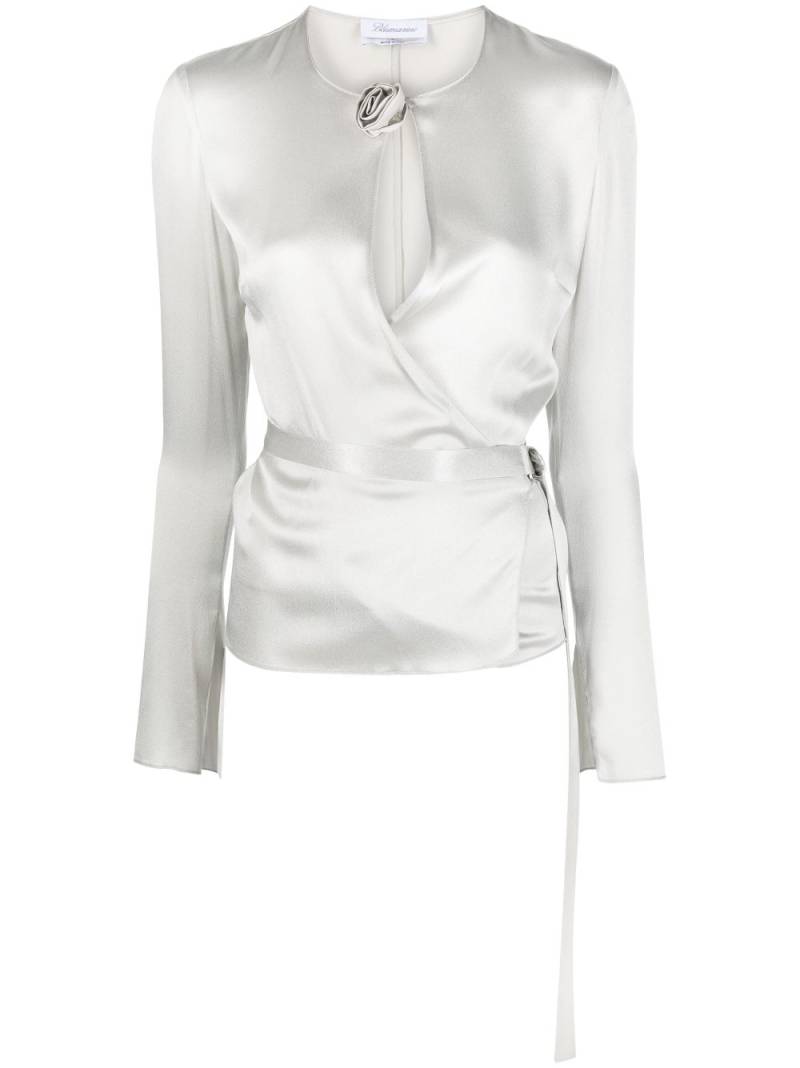 Blumarine cut-out detail satin-finish blouse - Grey von Blumarine