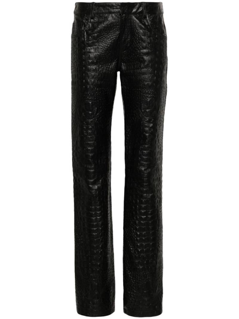 Blumarine crocodile-effect leather trousers - Black von Blumarine