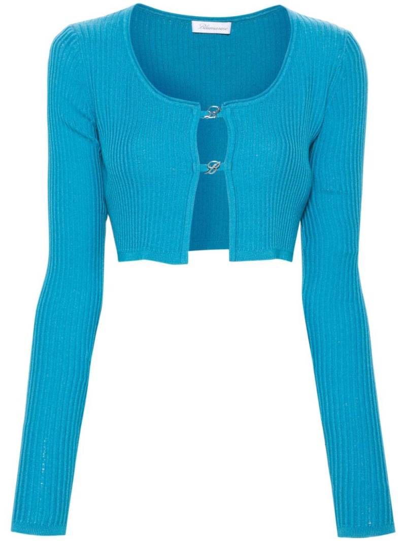 Blumarine cropped ribbed-knit cardigan - Blue von Blumarine