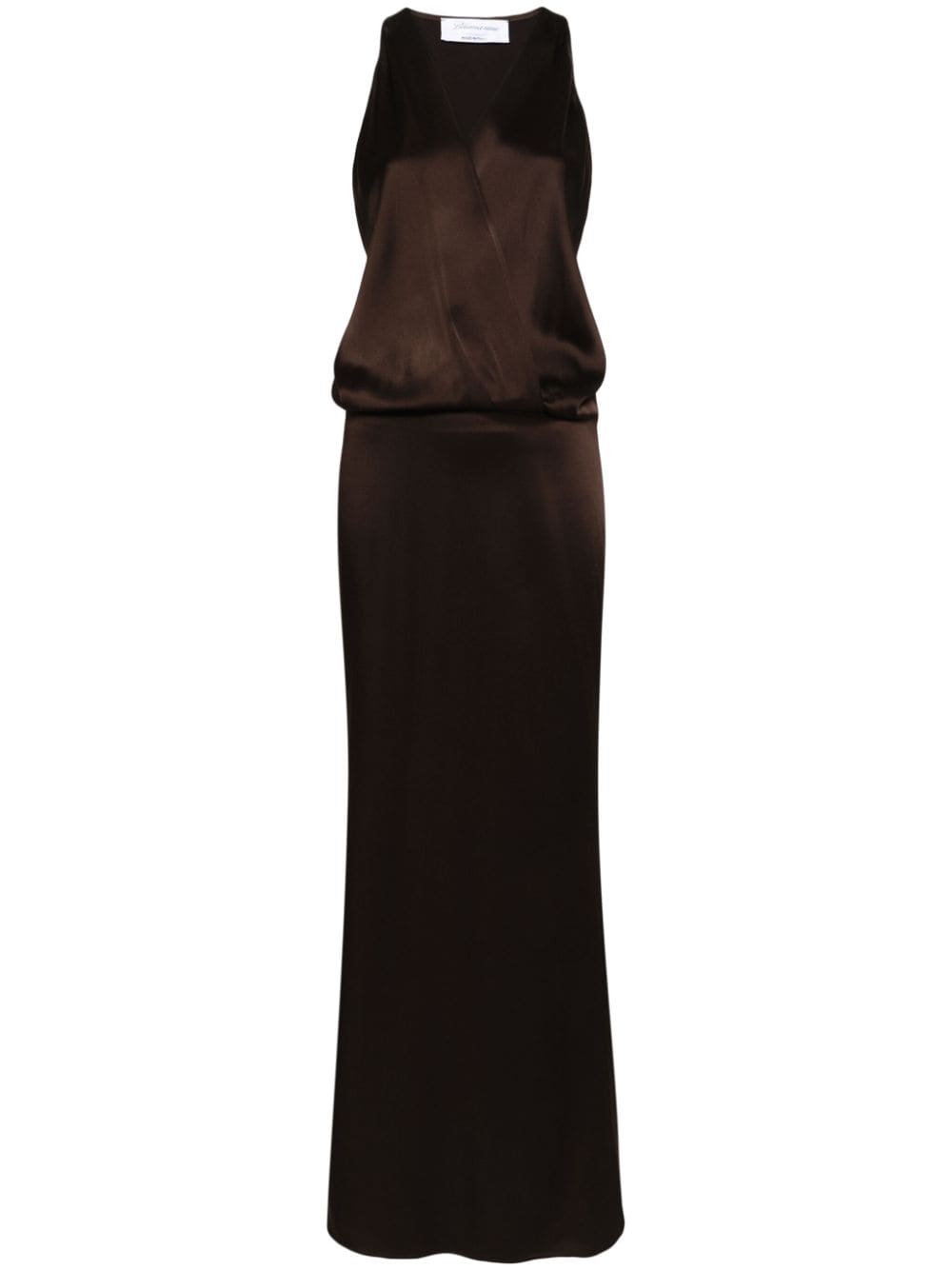 Blumarine crossover-neck satin maxi dress - Brown von Blumarine