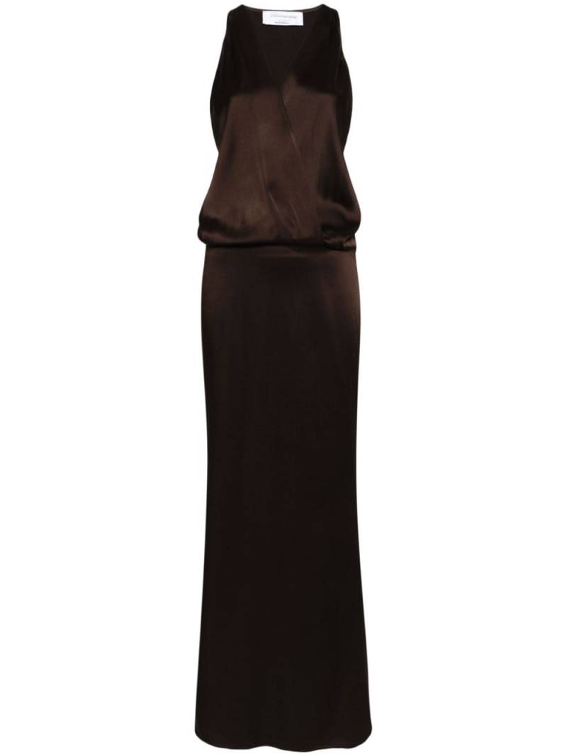 Blumarine crossover-neck satin maxi dress - Brown von Blumarine