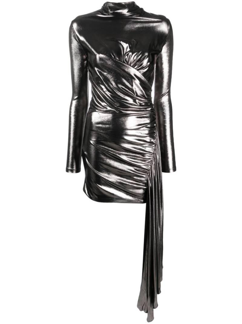 Blumarine draped metallic long-sleeve dress - Grey von Blumarine