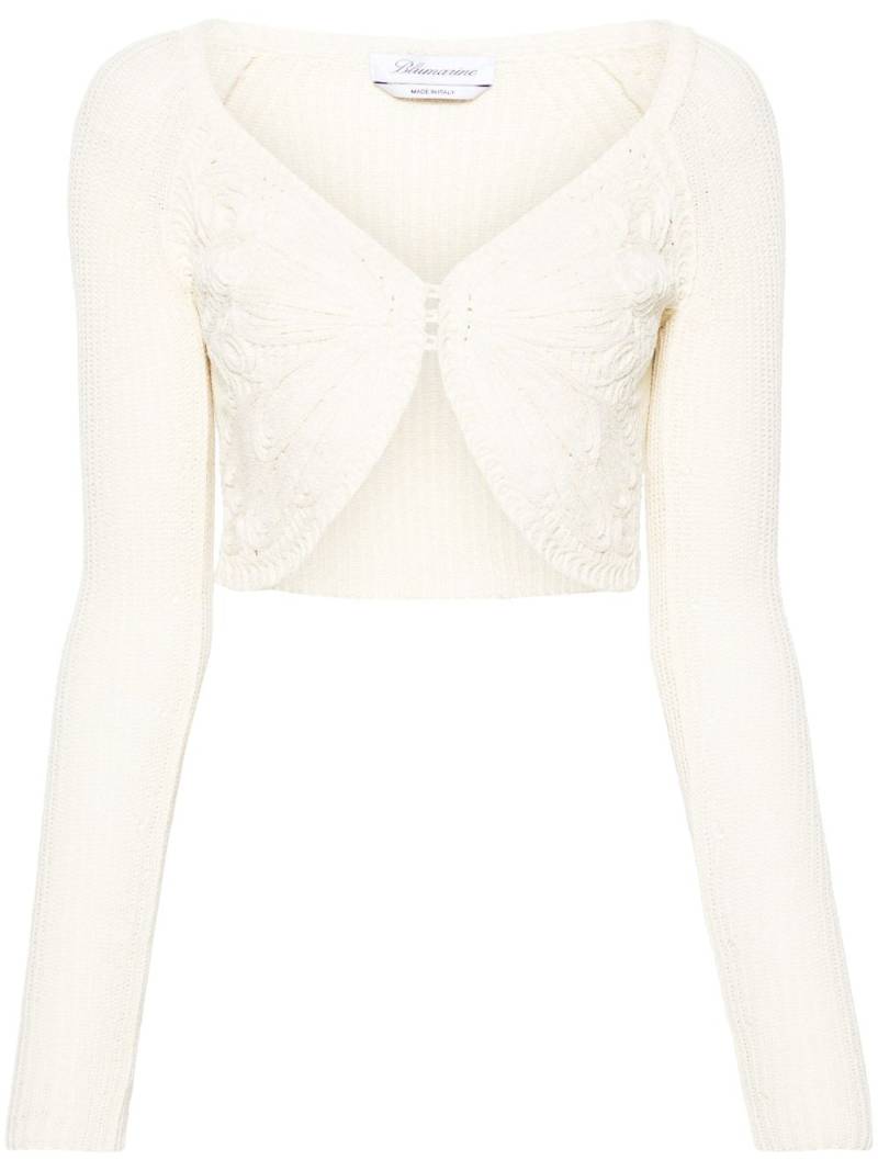 Blumarine embroidered cropped cardigan - Neutrals von Blumarine