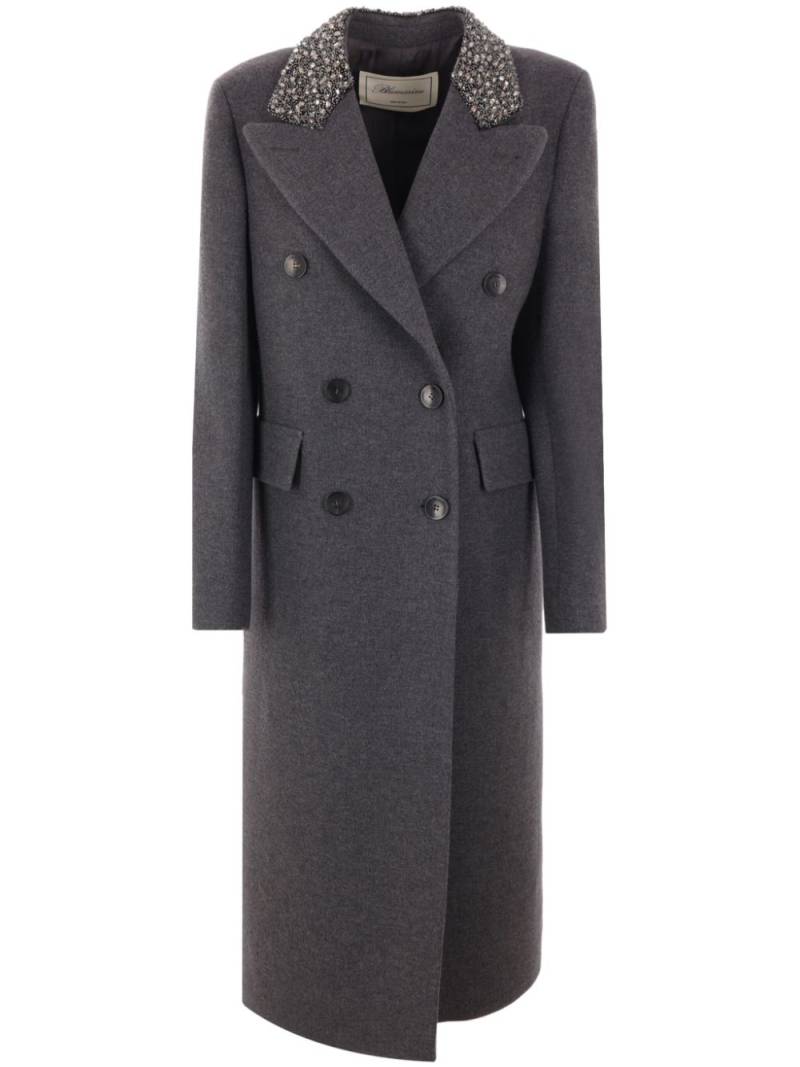 Blumarine embroidered double-breasted coat - Grey von Blumarine