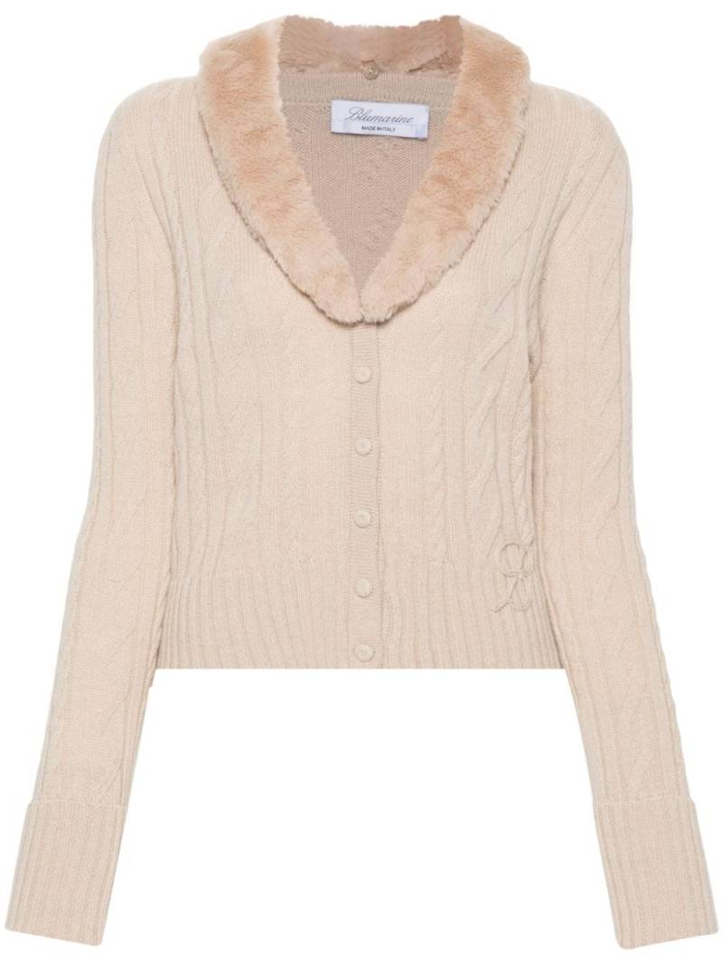 Blumarine faux-fur collar cardigan - Neutrals von Blumarine