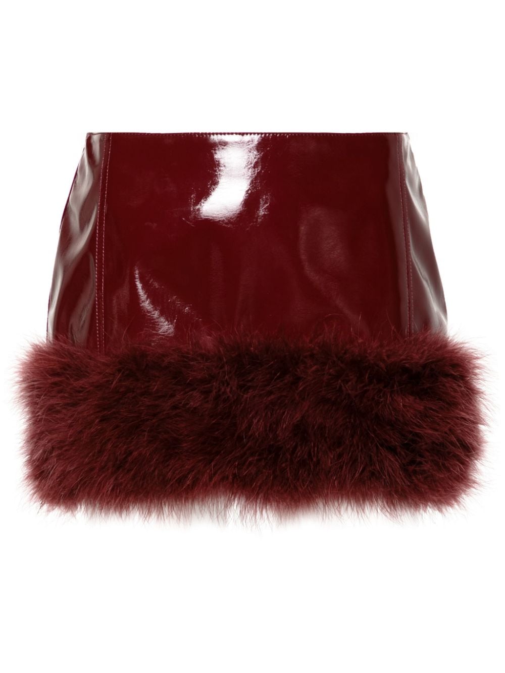 Blumarine feather-appliqué patent mini skirt - Red von Blumarine