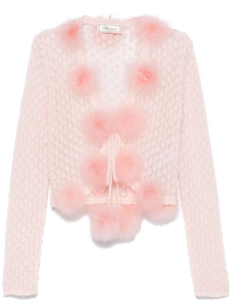 Blumarine feather-detail cardigan - Pink von Blumarine