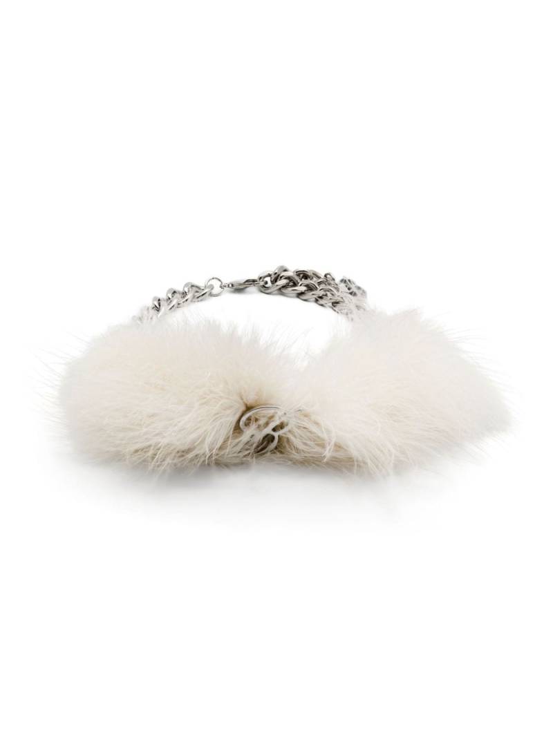 Blumarine feather-embellished monogram-detail choker - Silver von Blumarine