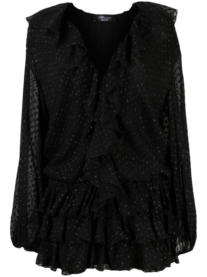 Blumarine fil coupé ruffled minidress - Black von Blumarine