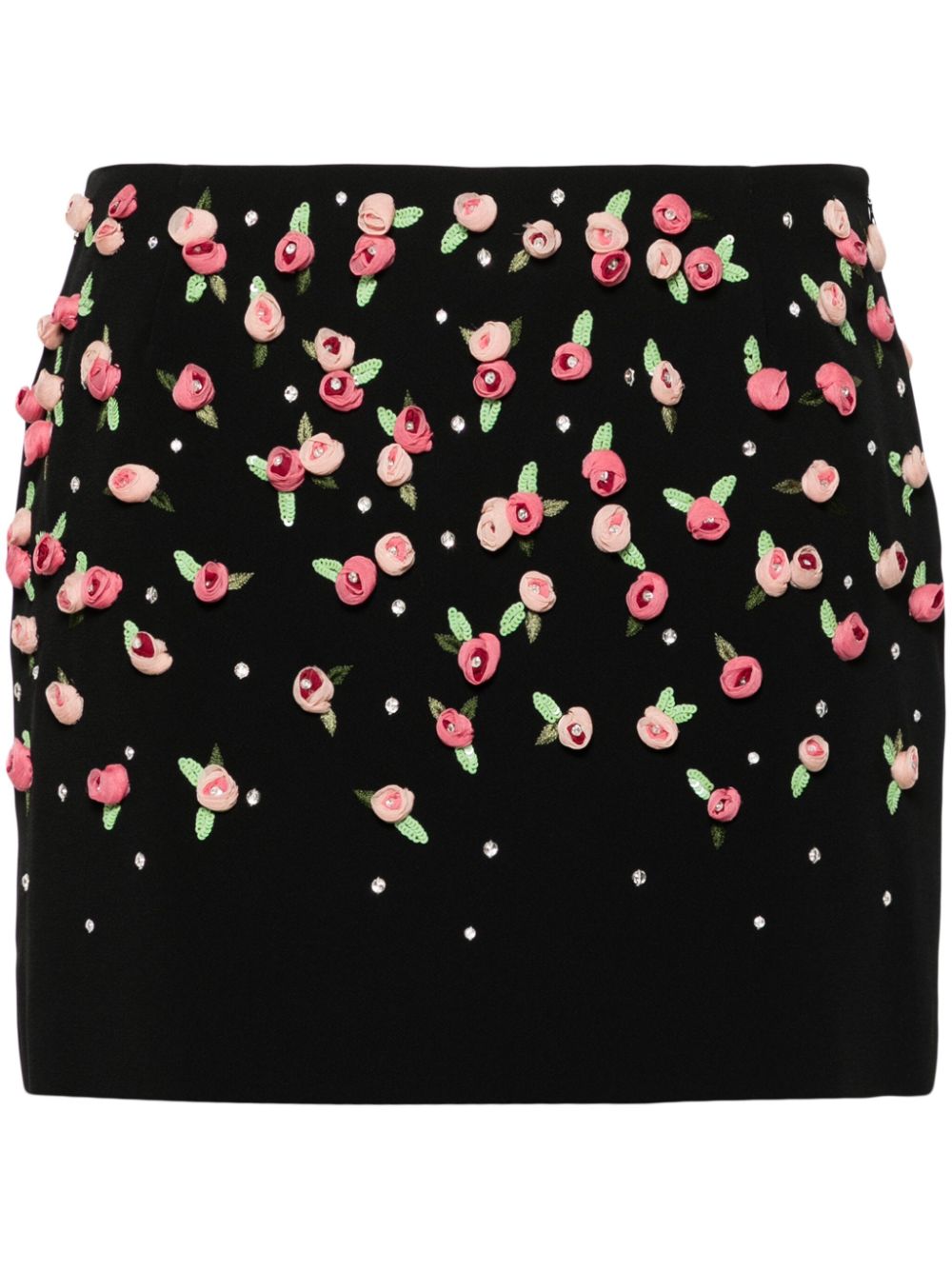 Blumarine floral-appliqué cady mini skirt - Black von Blumarine