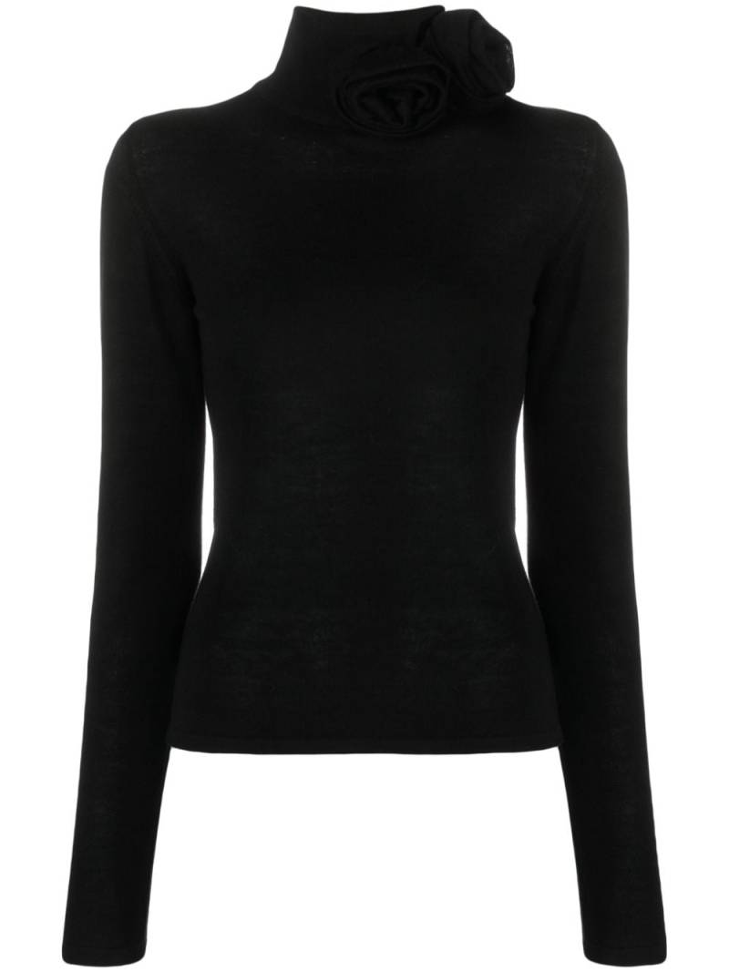 Blumarine floral-appliqué high-neck jumper - Black von Blumarine