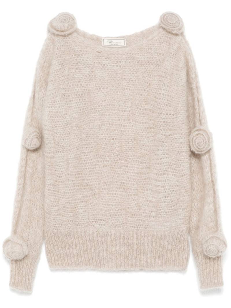 Blumarine floral-appliqué sweater - Neutrals von Blumarine