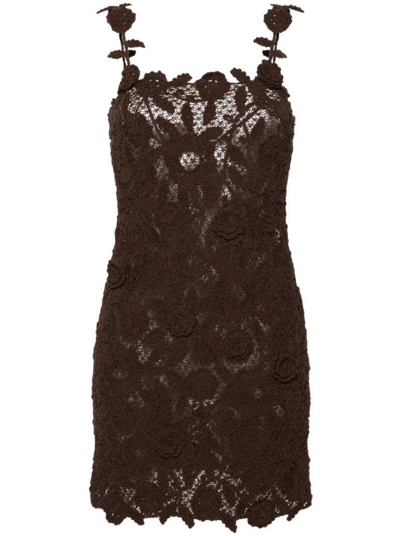 Blumarine floral-crochet cotton-blend minidress - Brown von Blumarine