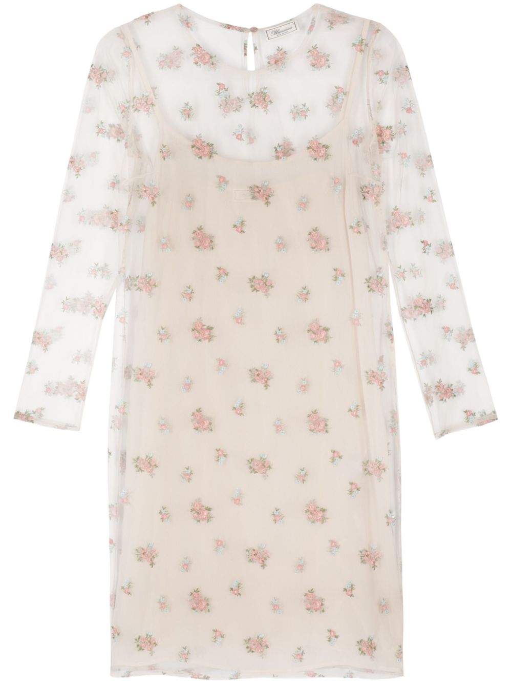 Blumarine floral-embroidery midi dress - Neutrals von Blumarine