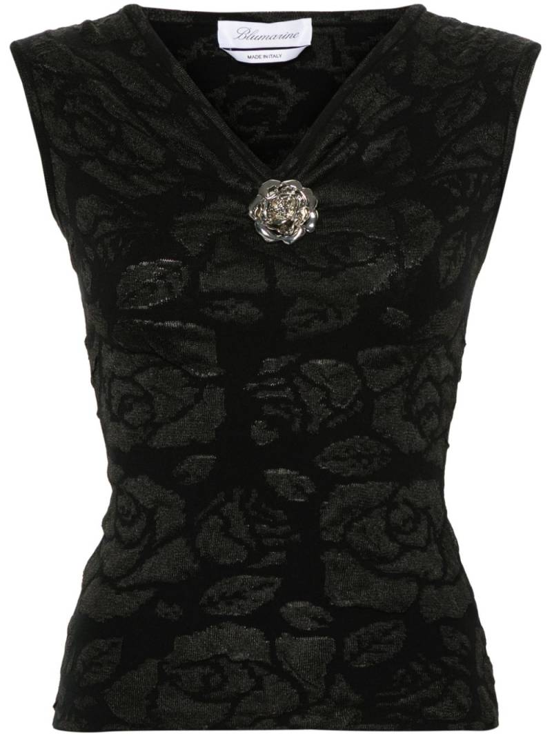 Blumarine floral-jacquard knitted top - Black von Blumarine