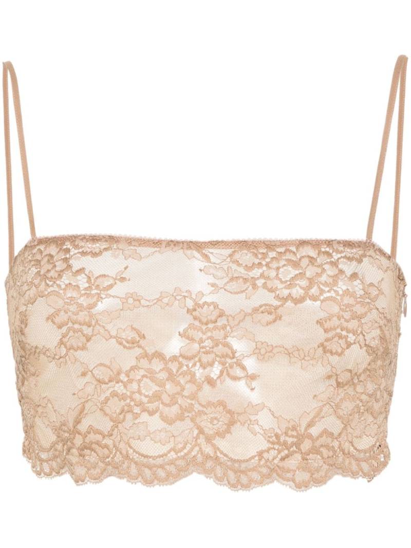 Blumarine floral-lace crop top - Neutrals von Blumarine