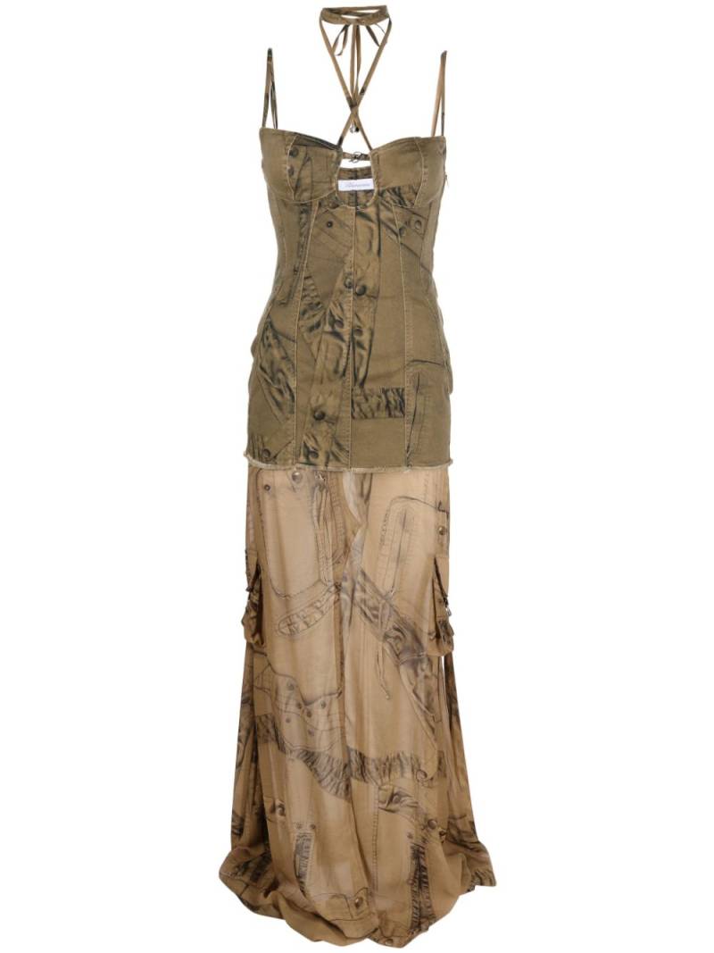 Blumarine graphic-print semi-sheer dress - Green von Blumarine