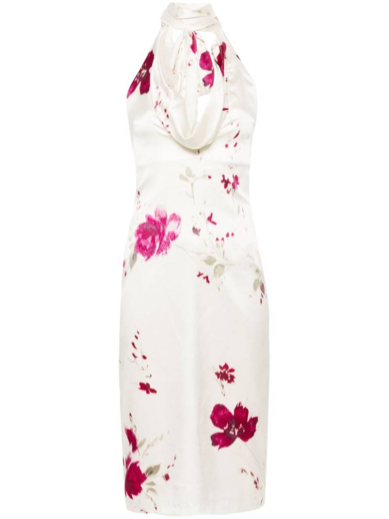 Blumarine halterneck floral midi dress - Neutrals von Blumarine