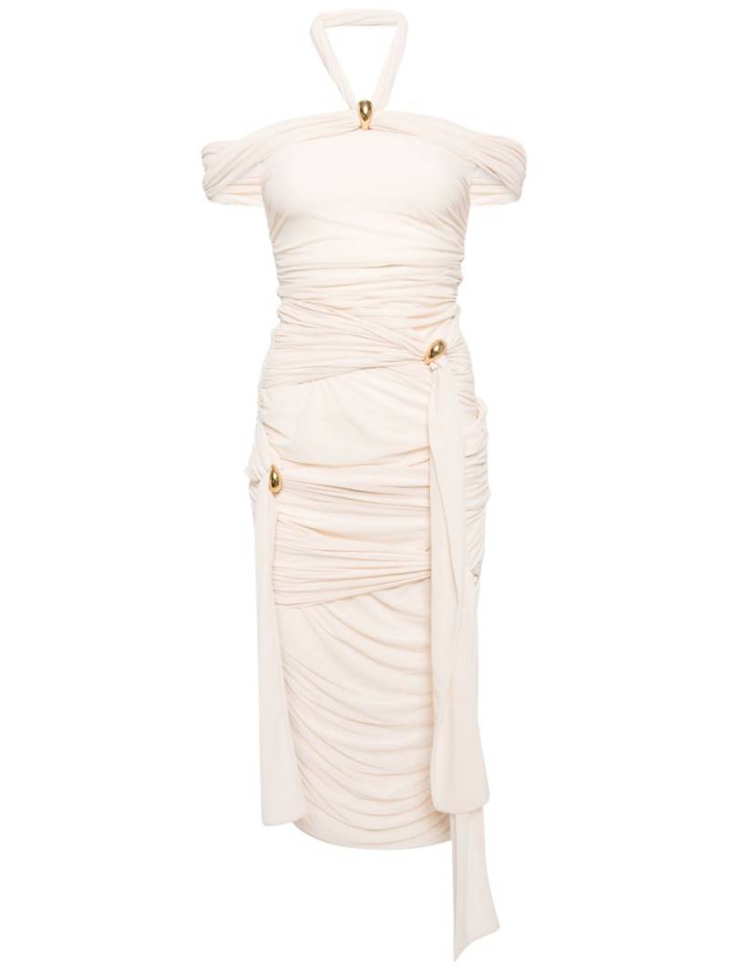 Blumarine hardware-embellished ruched jersey gown - Neutrals von Blumarine