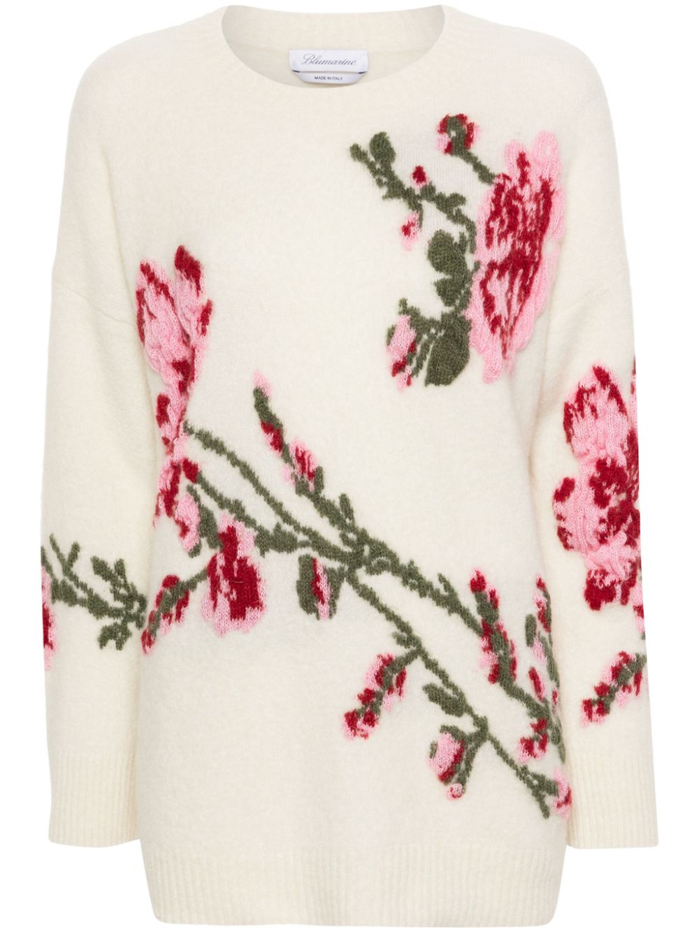 Blumarine jacquard rose sweater - Neutrals von Blumarine