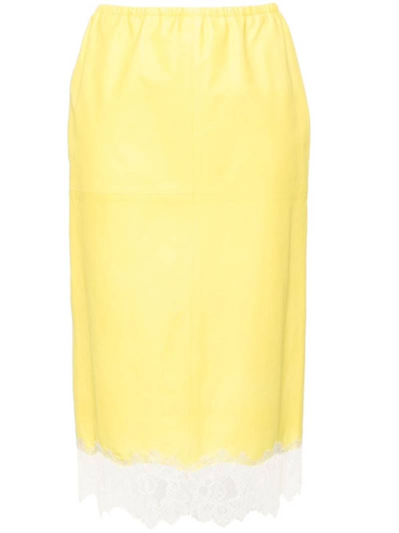 Blumarine lace-trim midi skirt - Yellow von Blumarine