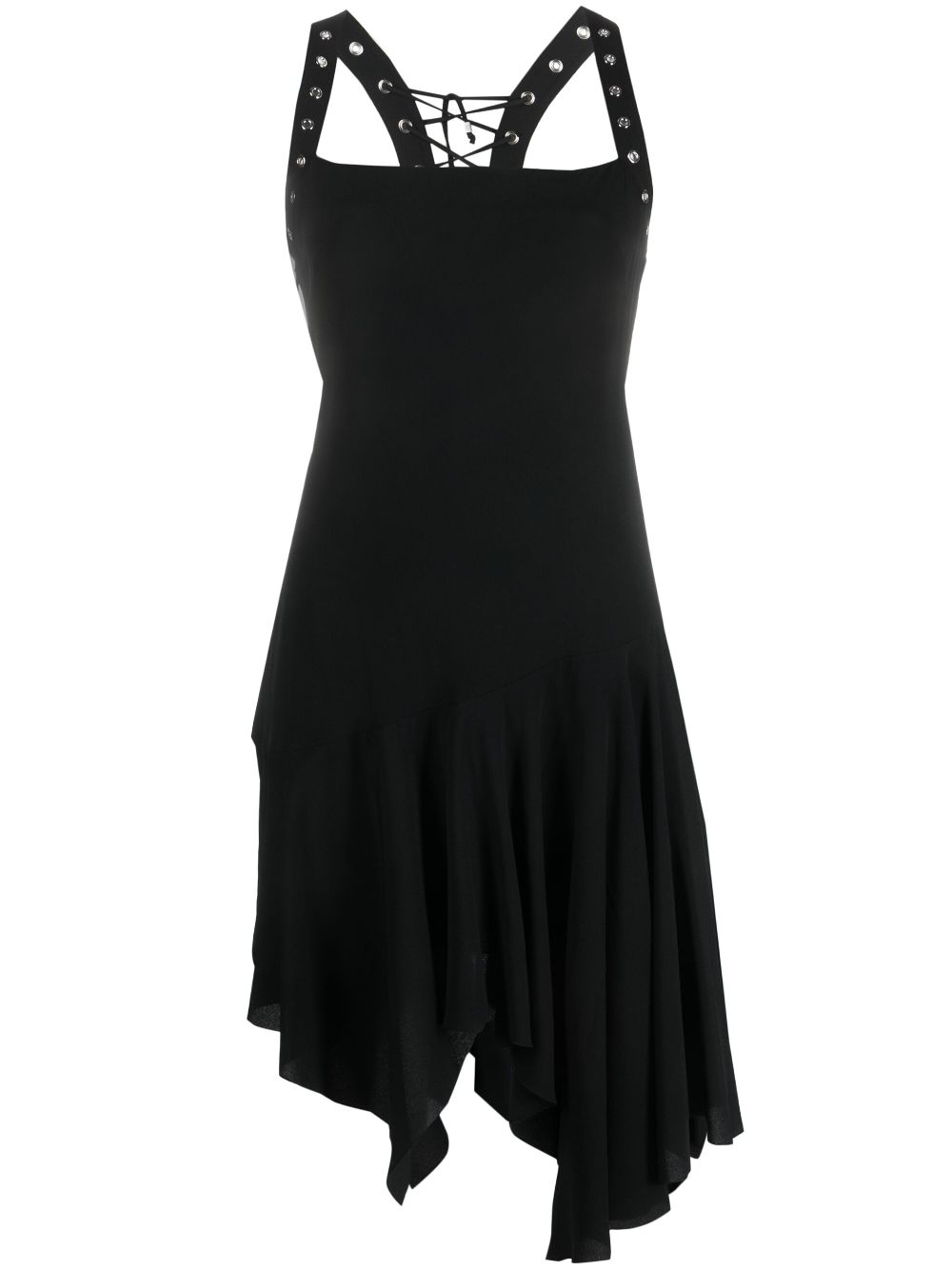 Blumarine lace-up asymmetric short dress - Black von Blumarine