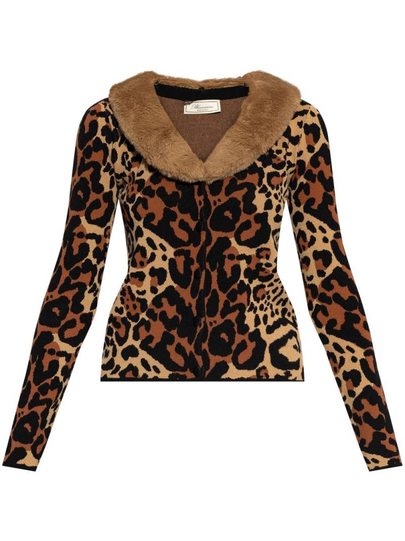 Blumarine leopard-print faux-fur cardigan - Brown von Blumarine