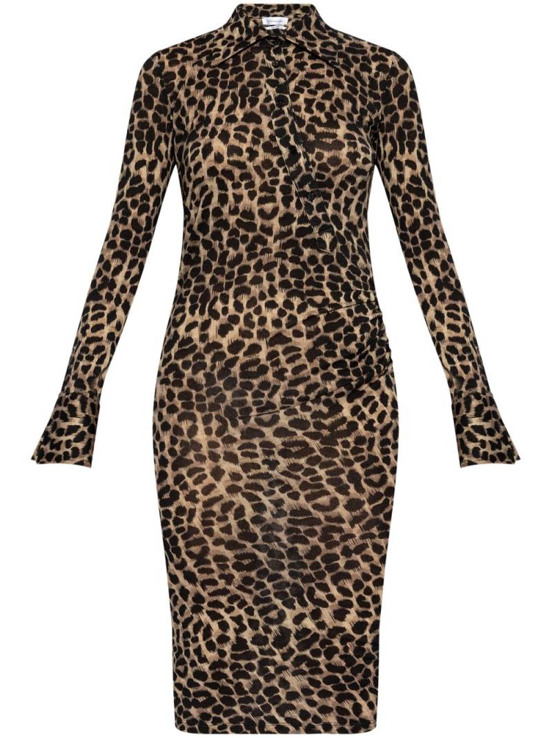 Blumarine leopard-print wool dress - Brown von Blumarine